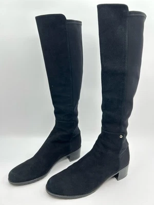 Medio Botas STUART WEITZMAN TALLA 7,5 M Negro Gamuza WMN Princesa Kate Elastizadas Foto 1 de 4