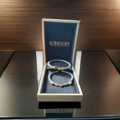 David Yurman 5mm Sterling Bracelet With Citrine, Blue Lapis, Peridot Silver Gold - Image 1 of 4