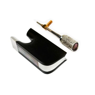 Viola Bow Ebony Frog Blank without Eyes Inlaid Silver Fitting Frog Button - Image 1 of 3