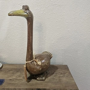 Rustikale Volkskunst Dekor Holz Ente Vogel Gans handbemalt OOAK Larry - Bild 1 von 9