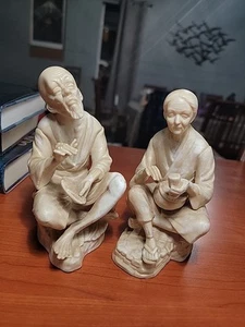 Set mit zwei japanischen Okimono Nasco Figuren Made in Japan elfenbeinfarben - Bild 1 von 13