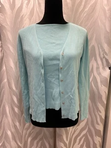 Joseph A 2tlg Himmelblau Tank Top Cardigan Pullover Strick Set Gr. S - Bild 1 von 1