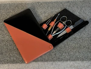 Rare Rosenfeld 5 Piece Manicure Kit Pink Black Swing Out Case W. Germany 1950's - Picture 1 of 21