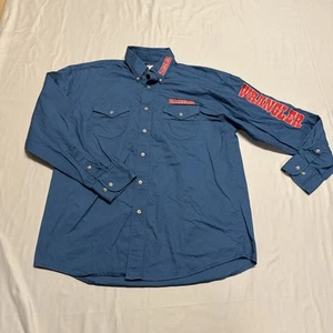 Camisa Wrangler Para Hombre Grande Azul Manga Larga Logo Abotonado Deletrear Western - Imagen 1 de 11
