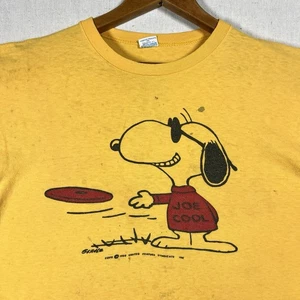 VINTAGE 70s Snoopy Joe cooles T-Shirt Herren Large Champion Peanuts Frisbee 70s - Bild 1 von 16