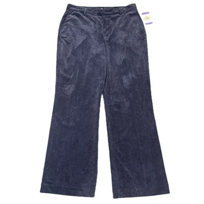 Pantalones de tiro alto Coldwater Creek para mujer 14 azul marino pana pierna ancha Foto 1 de 4