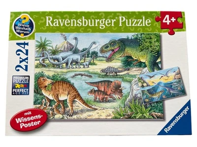 Ravensburger Puzzle Dinosauri Preistoria Bambini 2x24 Pezzi - Immagine 1 di 2