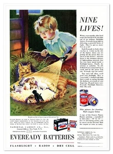 Anuncio impreso Eveready Baterías Frances Tipton Hunter Nine Lives 1933 anuncio - Imagen 1 de 4