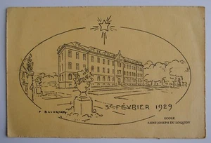 Ancien Menu Ecole Saint Joseph Du Locquidy Illustré par Pierre BAUDRIER 1929 - Picture 1 of 3