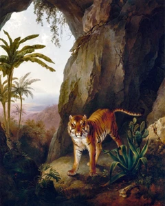 Tiger in a Cave by Jacques–Laurent Agasse Art Print 11"x14" - Imagen 1 de 4