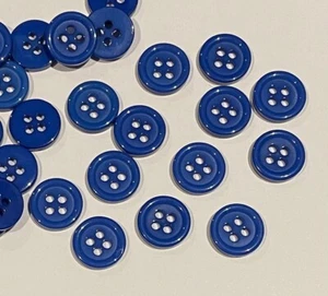 25 Dark Blue Shirt Buttons 11mm Resin Round Side 4 Hole A22-11 Aussie Seller - Picture 1 of 4