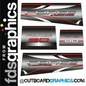 Kit de calcomanías / pegatinas fueraborda Mercury Force 90hp - estilo de desvanecimiento - Imagen 1 de 1