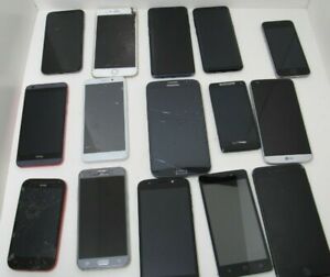 Lot of 15 Mixed Smartphones Cell Phones iPhone (4x) Apple Samsung LG Metro HTC