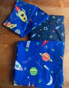Planet Space Kids Duvet Cover Set Queen Size 4Pcs with Fitted Sheet 100% Cotton - Picture 1 of 14