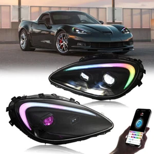 RGB Full LED Headlights For Chevrolet Corvette C6 2005-2013 Head Lamp Animation - Picture 1 of 21