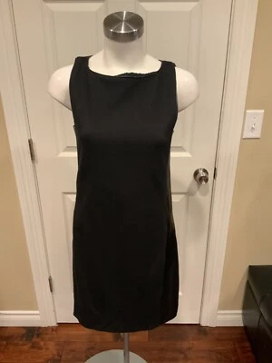 Ralph Lauren Black Label Black Sleeveless Shift Dress w/ Leather Panels, Size S - Image 1 of 4