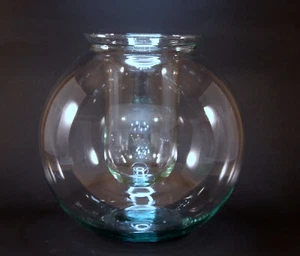 Große runde Vase, Schale, Fischschale, Kerzenhalter, Übertopf mit Glaseinsatz 9" - Bild 1 von 3
