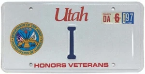 Utah 1997 US Army Honors Military Veterans License Plate Single Digit Letter # I - Bild 1 von 1