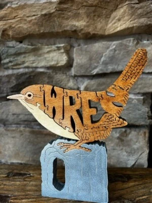 NEW Wren Song Bird Wooden Puzzle Toy Hand  Made  USA Figurine Art - Image 1 of 4