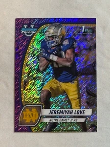 2024 Bowman Cromo U Viola Shimmer Rifrattore Jeremiyah Love RC 1° #100 UND - Foto 1 di 2