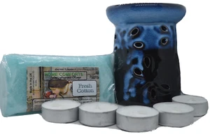 Quemador de aceite grande de cerámica negro azul libélula set de regalo calentador de gránulos a fuego lento - Imagen 1 de 12
