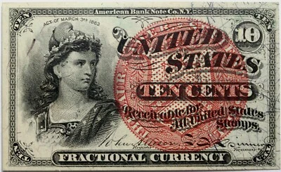 Fractional Currency 10 Cents 4th Issue Alisson Spinner Note FR-1261 - Image 1 of 2