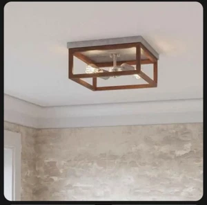 Hampton Bay Flush Mount Light LED Dimmable Dry Rated Metal in Galvanized - Picture 1 of 2