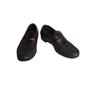 Florsheim Mens Loafer Dress Shoes Brown Leather Moc Round Toe Slip On 7.5 D - Picture 1 of 9