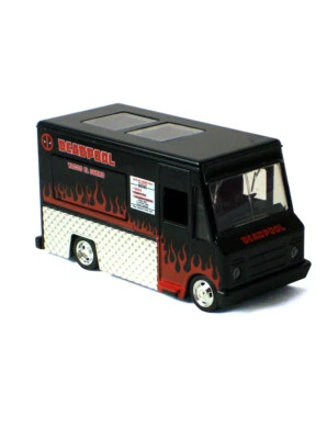 Camión de tacos Deadpool fundido a presión de metal Jada escala 1:32 retroceso negro Marvel Comics Foto 1 de 2