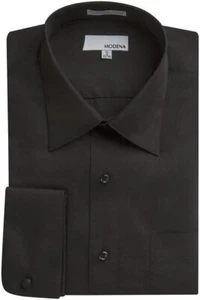 Modena Men’s Regular Fit French Cuff Solid Dress Shirt - Picture 1 of 9