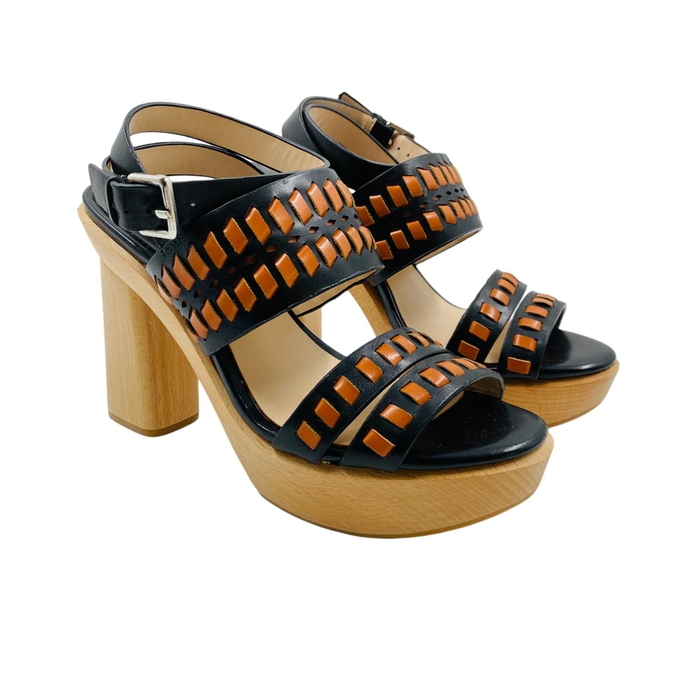 Mango Marrón Mujer Madera de Piel Tacón Zapatos Talla Eur 36 GB 3 Ee. Uu. 6 - Imagen 1 de 4
