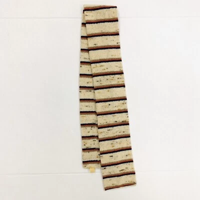 Shetland Wool Neck Scarf Double Sided Knit  Stripes 5" X 55" England Unisex - Image 1 of 4