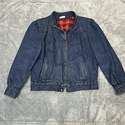 Vintage Learsi Men's L Denim Jacket Pleated Jean Lined Coat Made In Uruguay 80s - Image 1 of 4