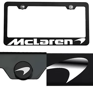 Laser Engraved Mclaren Mirror Matte Black License Plate Frame Stainless Steel - Picture 1 of 11