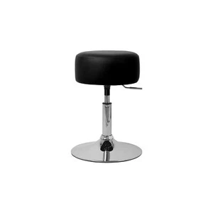 Taburete de maquillaje acero cromado asiento negro silla regulable de tocador - Imagen 1 de 4