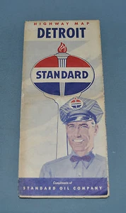Mapa de carreteras Standard Oil Gas Detroit 1954 - Imagen 1 de 6