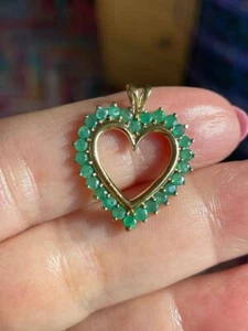 2Ct Green onyx Heart Pendant Free Chain Sterling Silver 925. - Picture 1 of 3