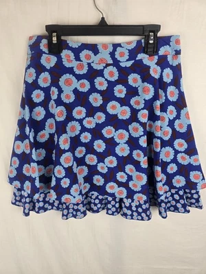Kate Spade Skate The Rulse Tangier 100% Silk Floral Double Layer Blue Skirt Sz 6 - Image 1 of 4