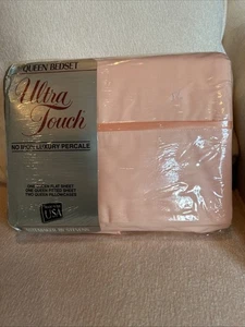 TASTEMAKER BY STEVENS Ultra Touch Percale Queen Sheet Set Solid Peach - Picture 1 of 15