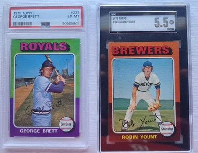 1975 Topps 整套 (660) 带活页夹,Brett PSA 6 RC Yount SGC 5.5 EX - EXMT — 第 1/4 张图片