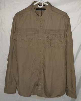 Sean John Tailored Fit Utility Cargo Shirt 2XL Cotton Khaki Beige Outdoor Work  - Image 1 of 4