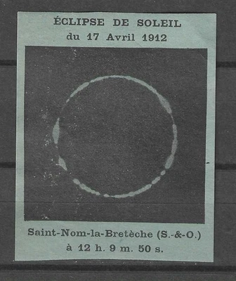 Poster Stamps, Cinderellas, Vignettes. FRANCE 1912 - Eclipse de soleil - Photo 1/2
