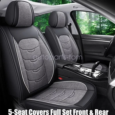 Leather & Linen Hemp Seat Cover Front Rear Protector Cushion For Mercedes-Benz - Image 1 of 4