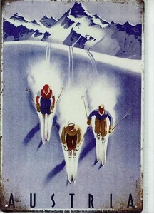 Austria Österreich Skisport Vintage Wintersport Werbung Schild 15 - Picture 1 of 1
