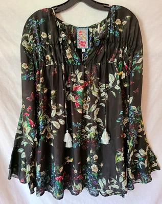 $248 JOHNNY WAS PLUS Size 1X ASH MARGOT Washable Silk Floral PRINT BLOUSE NWT - Image 1 of 4