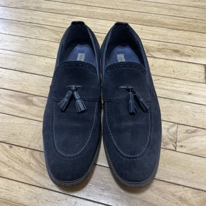 Steve Madden Blue Suede Leather Dress Shoes Men's 13 Bogart Tassel Loafer Stitch - Picture 1 of 20