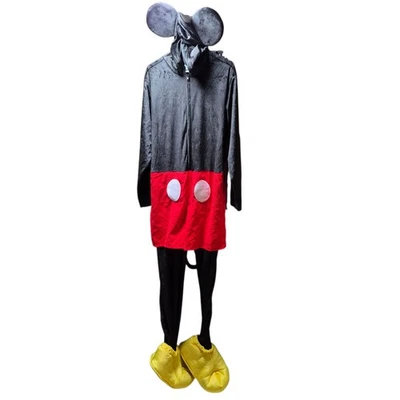 Disfraz de Mickey Mouse Disney para Hombre S/M Sudadera con Capucha de Cuerpo Completo con Pantalones Cortos de Pana Roja Foto 1 de 4