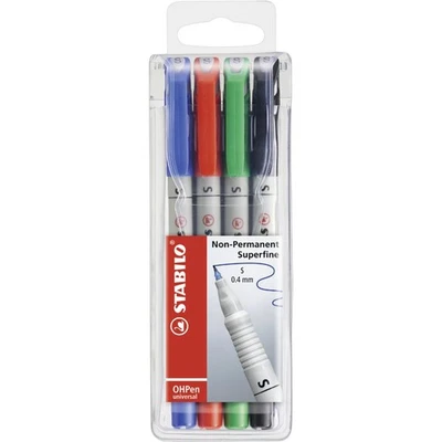 Folienstift OHPen universal wasserlöslich medium 4er Pack grün rot blau schwarz - Bild 1 von 2
