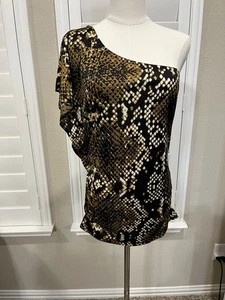 WOT "MICHAEL KORS" ANIMAL PRINT ONE SHOULDER TOP - SIZE MEDIUM - Bild 1 von 10