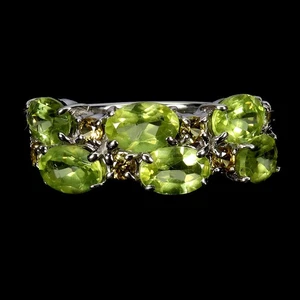 925 Sterling Silver Ring Oval Peridot 6x4mm Sapphire Gemstone Jewelry Size 7 - Picture 1 of 13